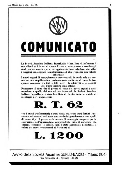 La radio per tutti rivista quindicinale di volgarizzazione radiotecnica, redatta e illustrata per esser compresa da tutti