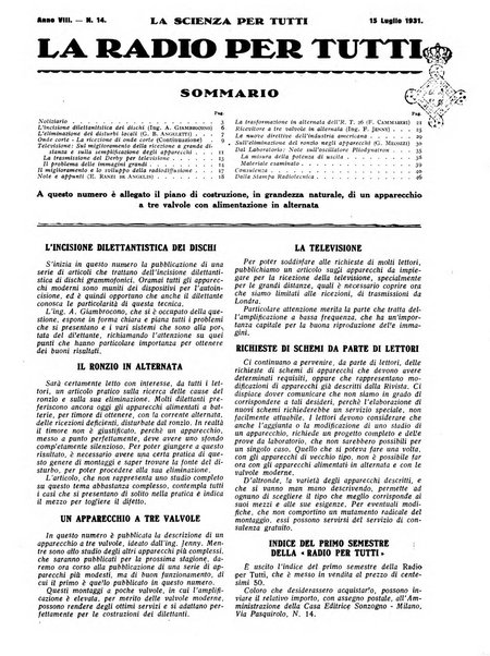 La radio per tutti rivista quindicinale di volgarizzazione radiotecnica, redatta e illustrata per esser compresa da tutti