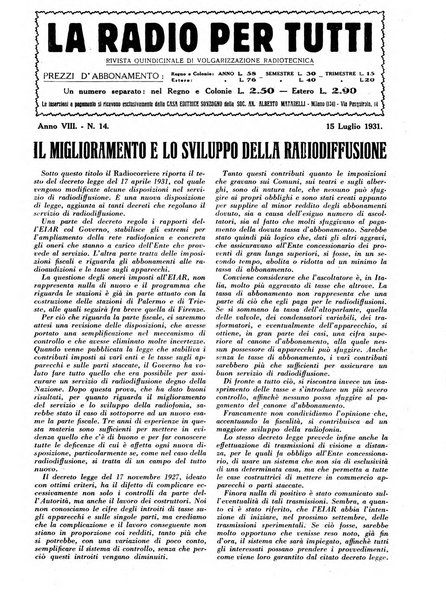 La radio per tutti rivista quindicinale di volgarizzazione radiotecnica, redatta e illustrata per esser compresa da tutti