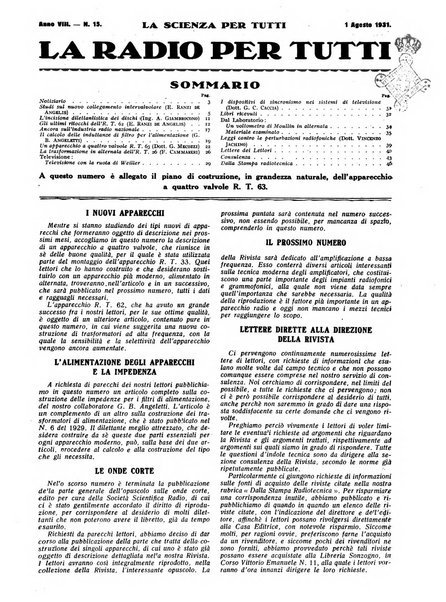 La radio per tutti rivista quindicinale di volgarizzazione radiotecnica, redatta e illustrata per esser compresa da tutti