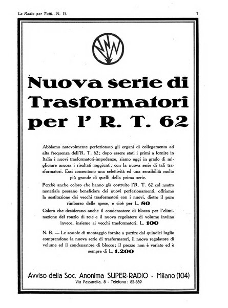 La radio per tutti rivista quindicinale di volgarizzazione radiotecnica, redatta e illustrata per esser compresa da tutti