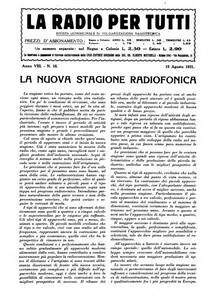 La radio per tutti rivista quindicinale di volgarizzazione radiotecnica, redatta e illustrata per esser compresa da tutti