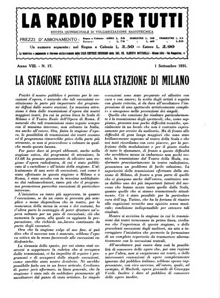 La radio per tutti rivista quindicinale di volgarizzazione radiotecnica, redatta e illustrata per esser compresa da tutti