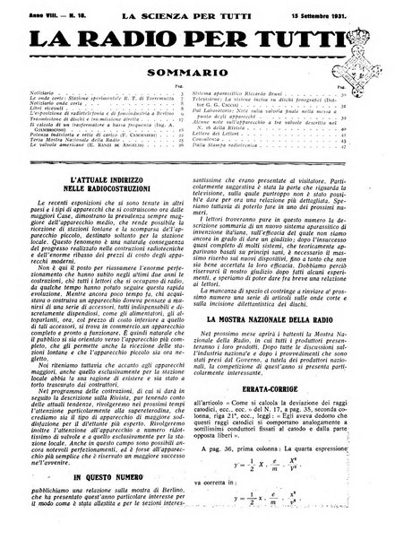La radio per tutti rivista quindicinale di volgarizzazione radiotecnica, redatta e illustrata per esser compresa da tutti