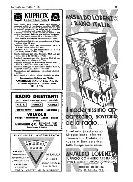 La radio per tutti rivista quindicinale di volgarizzazione radiotecnica, redatta e illustrata per esser compresa da tutti