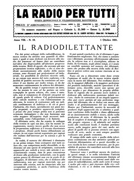 La radio per tutti rivista quindicinale di volgarizzazione radiotecnica, redatta e illustrata per esser compresa da tutti