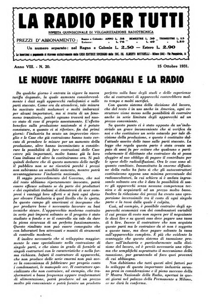 La radio per tutti rivista quindicinale di volgarizzazione radiotecnica, redatta e illustrata per esser compresa da tutti