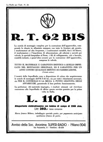 La radio per tutti rivista quindicinale di volgarizzazione radiotecnica, redatta e illustrata per esser compresa da tutti