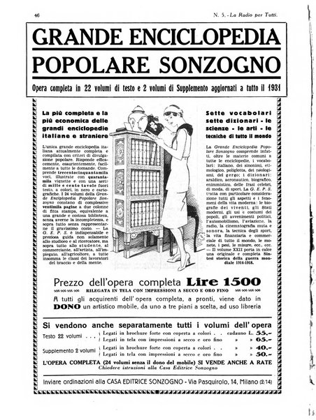 La radio per tutti rivista quindicinale di volgarizzazione radiotecnica, redatta e illustrata per esser compresa da tutti