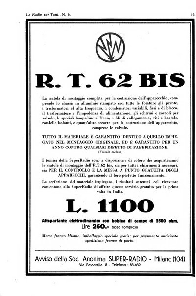 La radio per tutti rivista quindicinale di volgarizzazione radiotecnica, redatta e illustrata per esser compresa da tutti