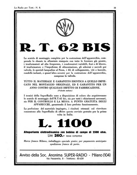 La radio per tutti rivista quindicinale di volgarizzazione radiotecnica, redatta e illustrata per esser compresa da tutti