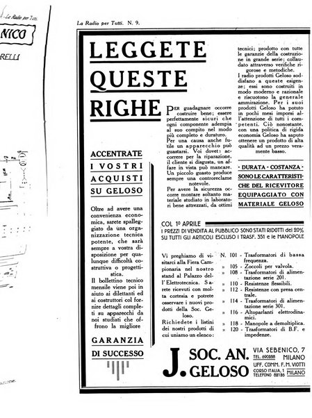 La radio per tutti rivista quindicinale di volgarizzazione radiotecnica, redatta e illustrata per esser compresa da tutti