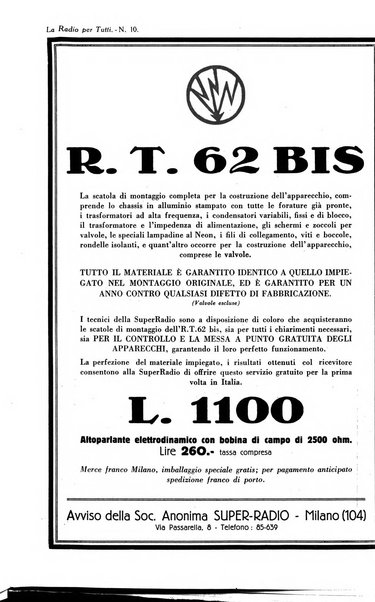 La radio per tutti rivista quindicinale di volgarizzazione radiotecnica, redatta e illustrata per esser compresa da tutti