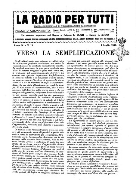 La radio per tutti rivista quindicinale di volgarizzazione radiotecnica, redatta e illustrata per esser compresa da tutti