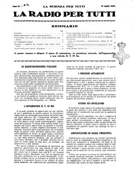 La radio per tutti rivista quindicinale di volgarizzazione radiotecnica, redatta e illustrata per esser compresa da tutti