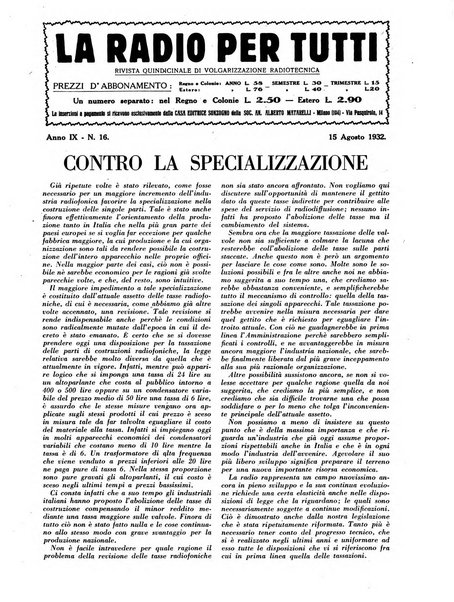 La radio per tutti rivista quindicinale di volgarizzazione radiotecnica, redatta e illustrata per esser compresa da tutti