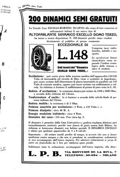 La radio per tutti rivista quindicinale di volgarizzazione radiotecnica, redatta e illustrata per esser compresa da tutti