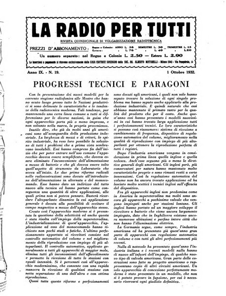 La radio per tutti rivista quindicinale di volgarizzazione radiotecnica, redatta e illustrata per esser compresa da tutti