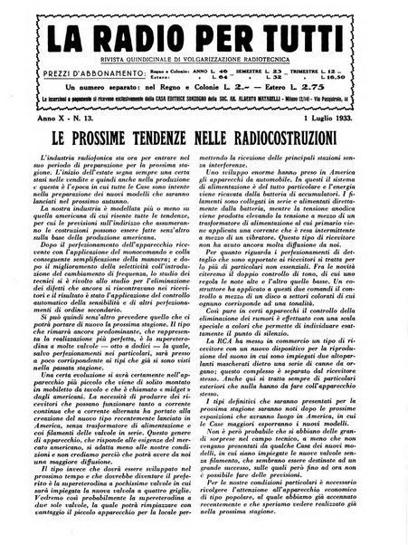 La radio per tutti rivista quindicinale di volgarizzazione radiotecnica, redatta e illustrata per esser compresa da tutti