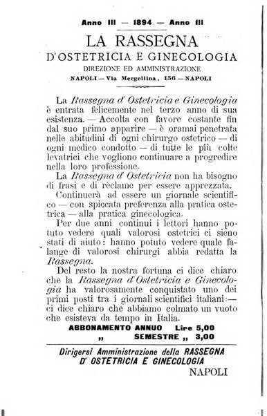 La rassegna d'ostetricia e ginecologia