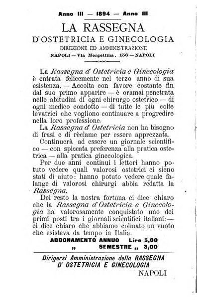 La rassegna d'ostetricia e ginecologia