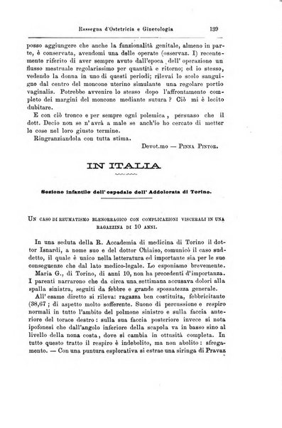 La rassegna d'ostetricia e ginecologia