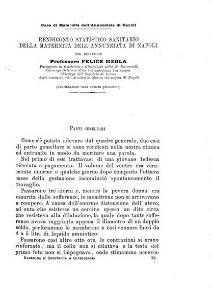 La rassegna d'ostetricia e ginecologia