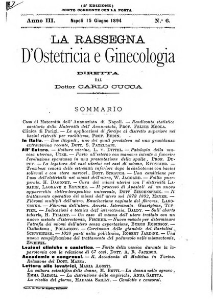 La rassegna d'ostetricia e ginecologia