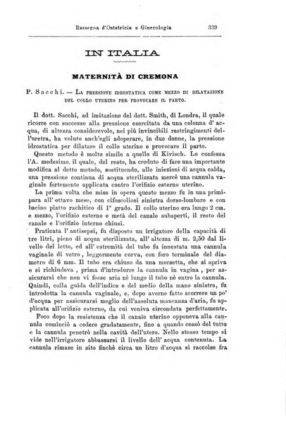 La rassegna d'ostetricia e ginecologia