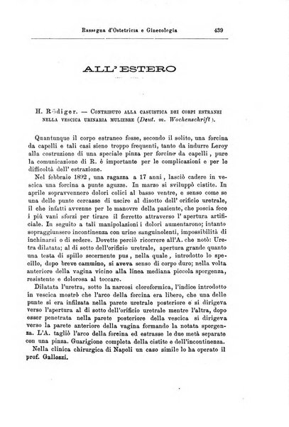 La rassegna d'ostetricia e ginecologia