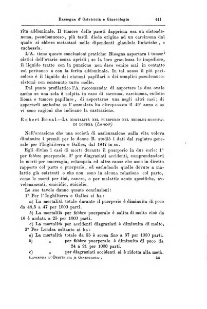 La rassegna d'ostetricia e ginecologia