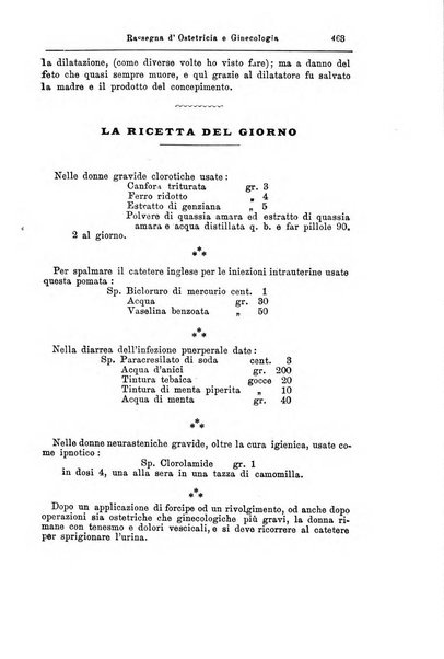 La rassegna d'ostetricia e ginecologia