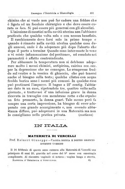 La rassegna d'ostetricia e ginecologia