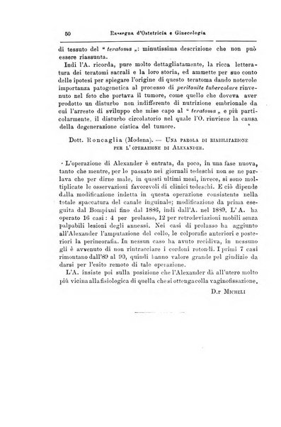 La rassegna d'ostetricia e ginecologia