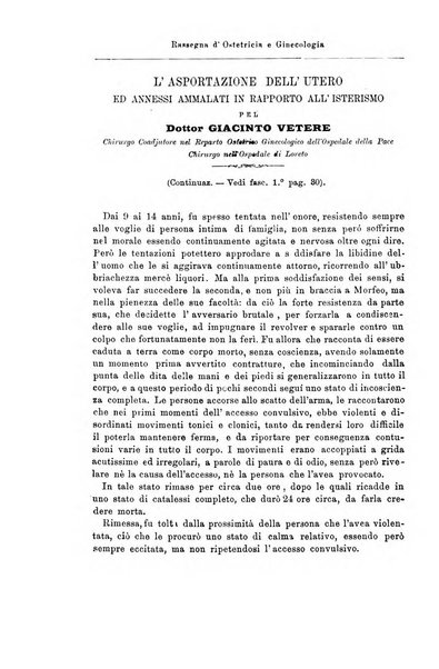 La rassegna d'ostetricia e ginecologia