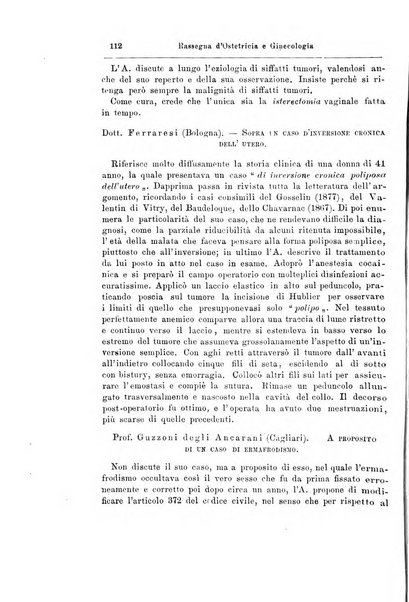 La rassegna d'ostetricia e ginecologia