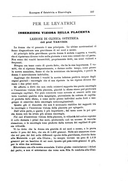 La rassegna d'ostetricia e ginecologia