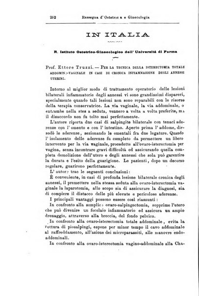 La rassegna d'ostetricia e ginecologia