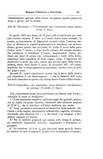 La rassegna d'ostetricia e ginecologia