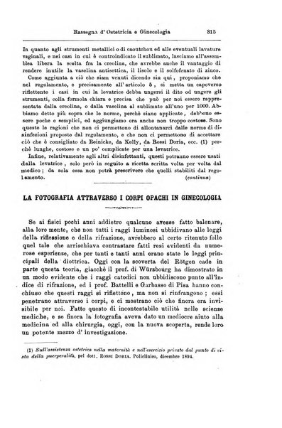 La rassegna d'ostetricia e ginecologia