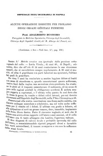 La rassegna d'ostetricia e ginecologia