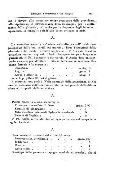 La rassegna d'ostetricia e ginecologia