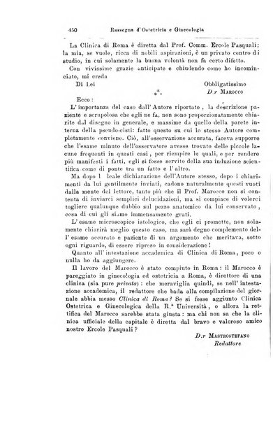 La rassegna d'ostetricia e ginecologia