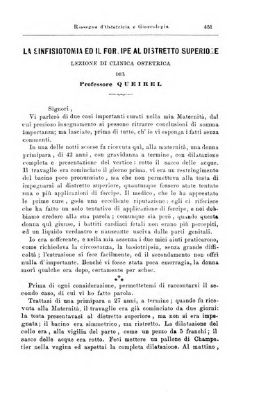 La rassegna d'ostetricia e ginecologia