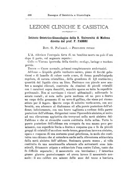 La rassegna d'ostetricia e ginecologia