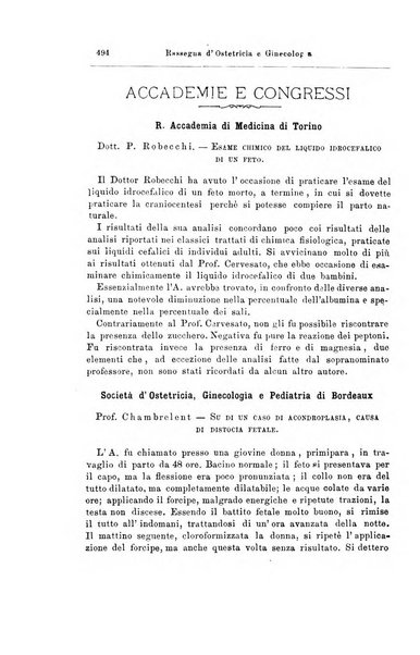 La rassegna d'ostetricia e ginecologia