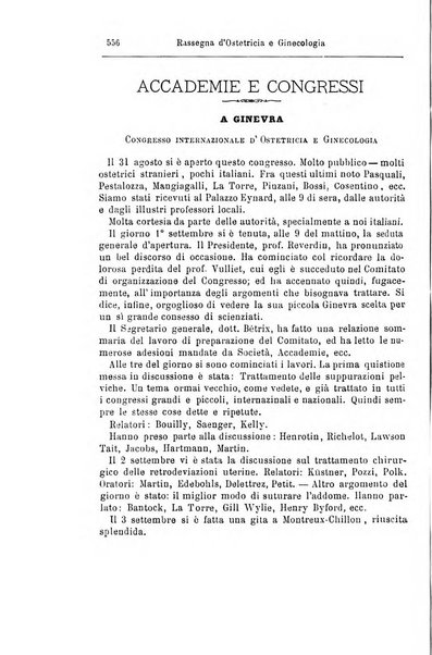 La rassegna d'ostetricia e ginecologia