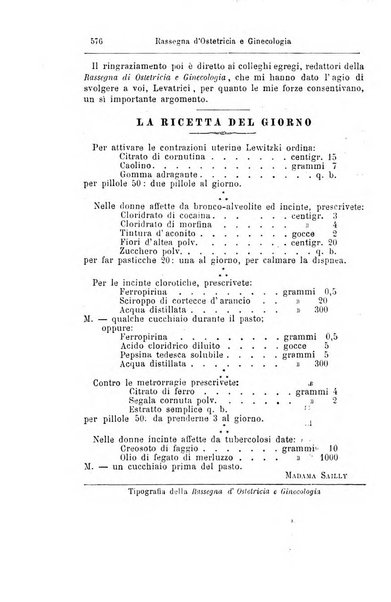 La rassegna d'ostetricia e ginecologia