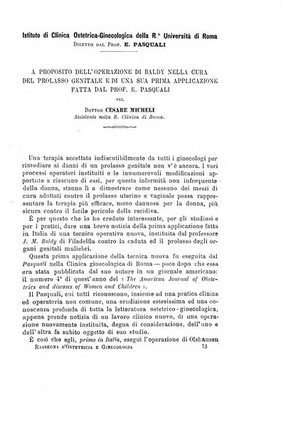 La rassegna d'ostetricia e ginecologia