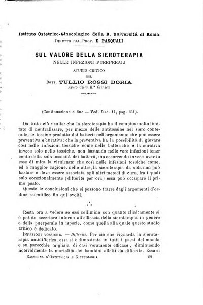 La rassegna d'ostetricia e ginecologia